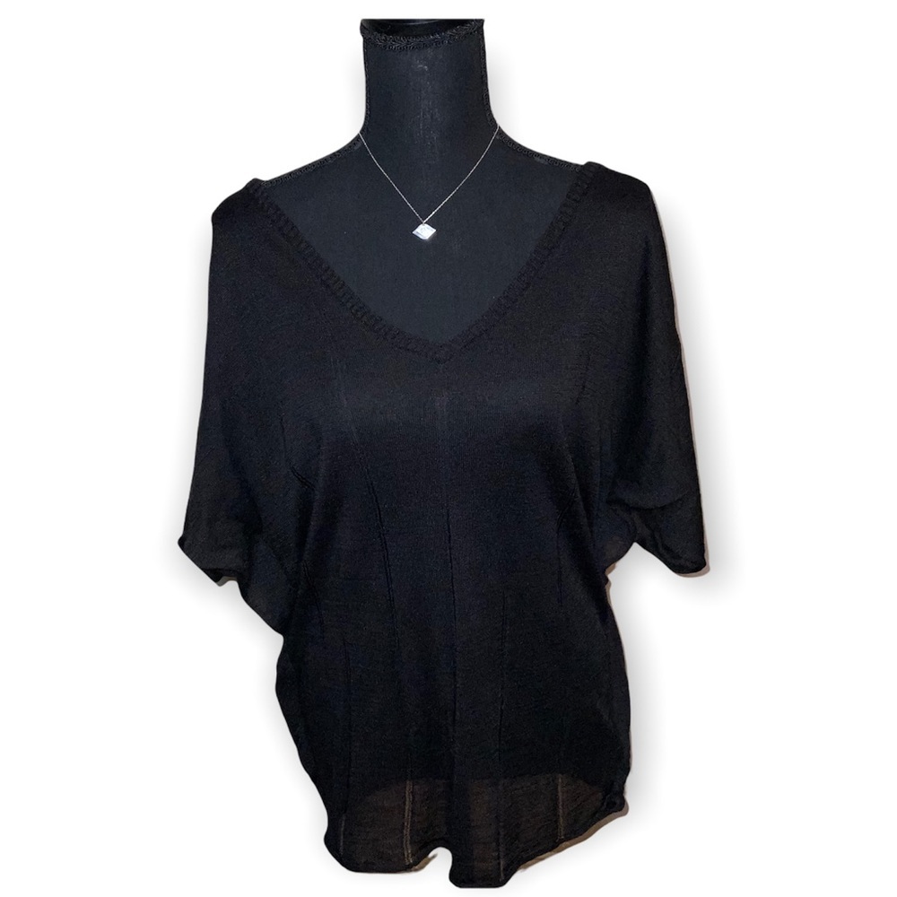 Distressed short sleeve sweater